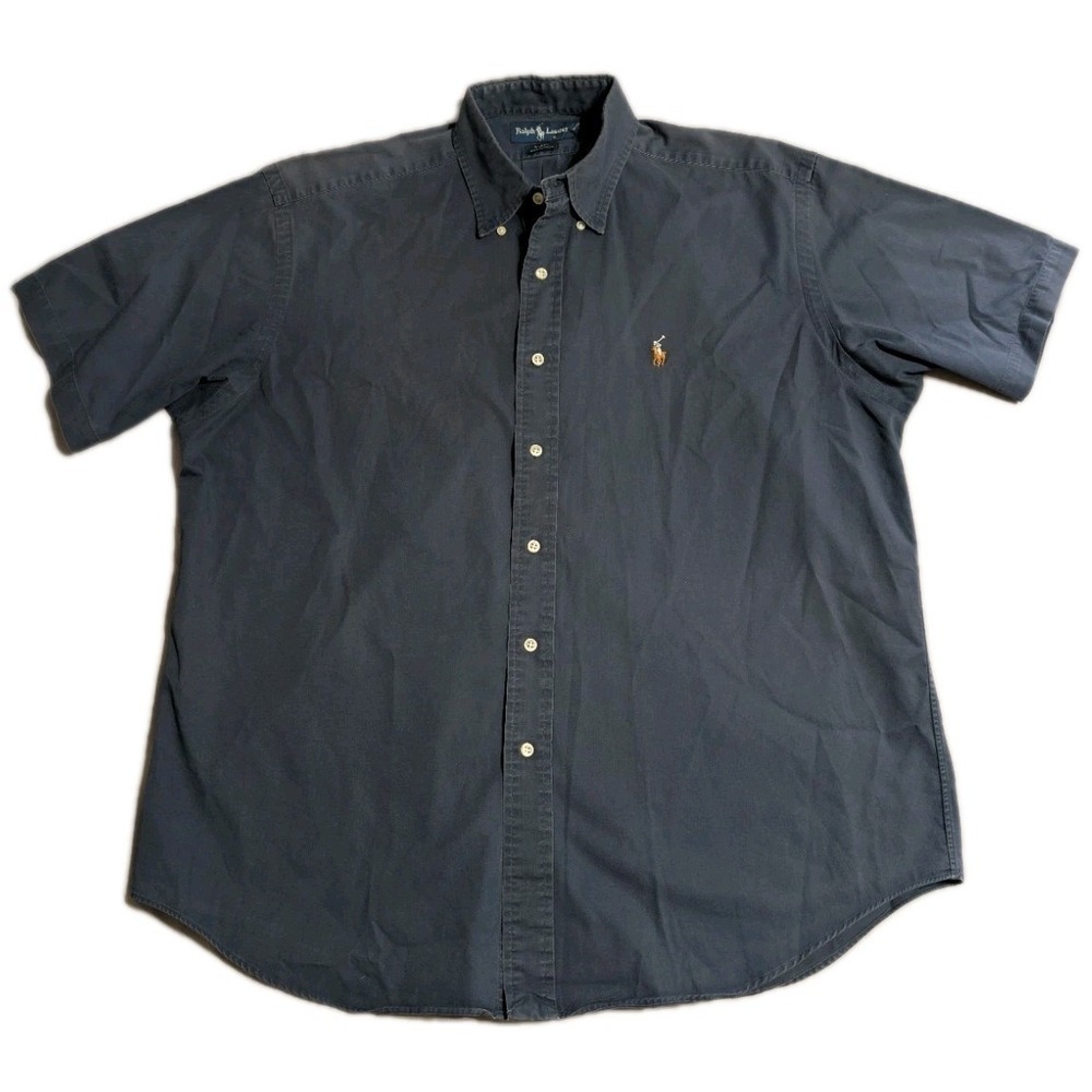 Polo Ralph Lauren Blake Shirt Men's XL Blue Garment Dyed Faded Patina Cotton